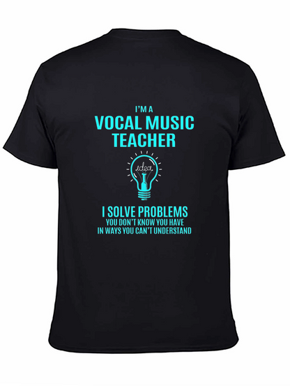Camiseta Negra Profesor Música Vocal Soluciona Problemas