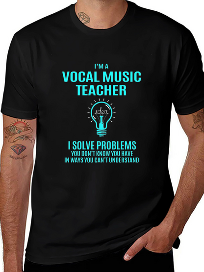 Camiseta Negra Profesor Música Vocal Soluciona Problemas