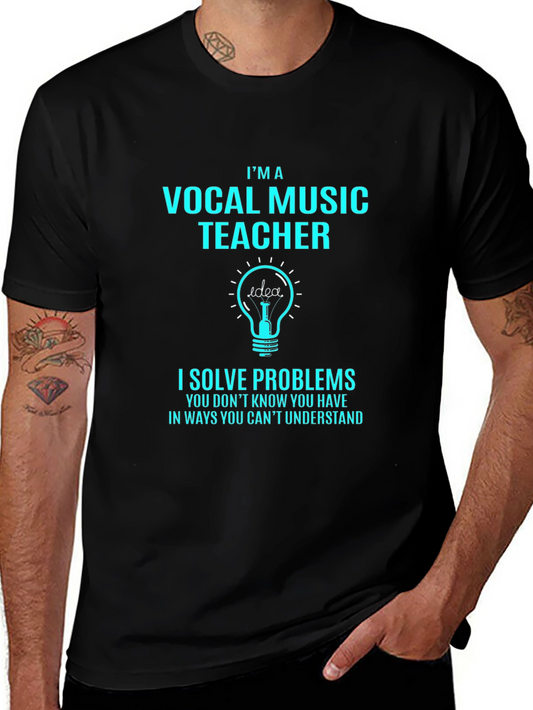 Camiseta Negra Profesor Música Vocal Soluciona Problemas