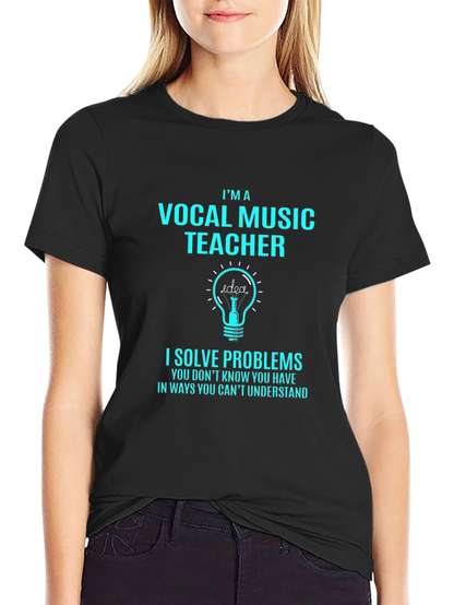 Camiseta Negra Profesor Música Vocal Soluciona Problemas