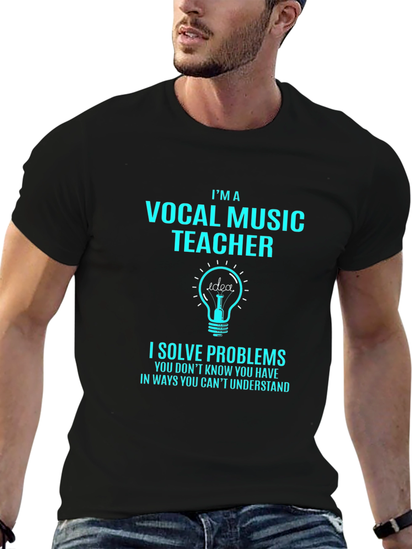 Camiseta Negra Profesor Música Vocal Soluciona Problemas