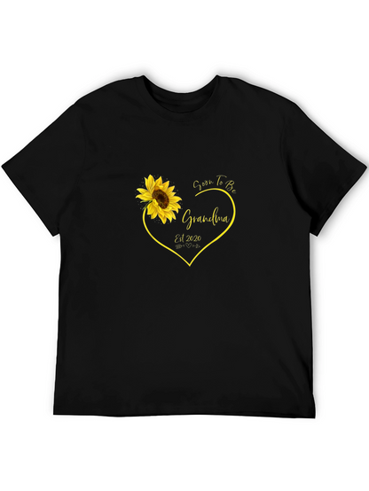 Camiseta Negra Soon To Be Grandma con Girasol