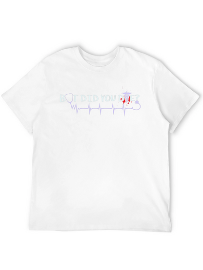 Camiseta Negra ¿Pero Moriste? con Diseño Médico