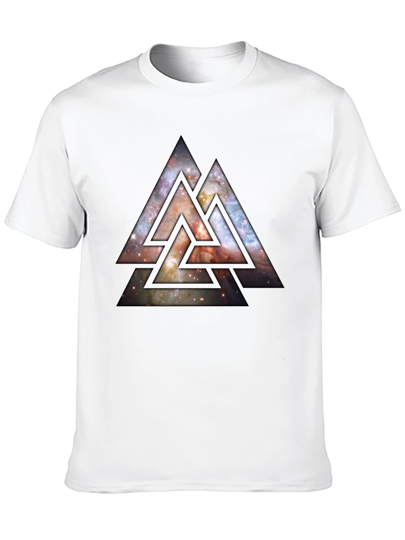 Camiseta Hombre Negra Diseño Triángulos Cósmicos