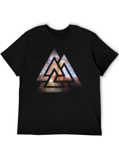 Camiseta Hombre Negra Diseño Triángulos Cósmicos