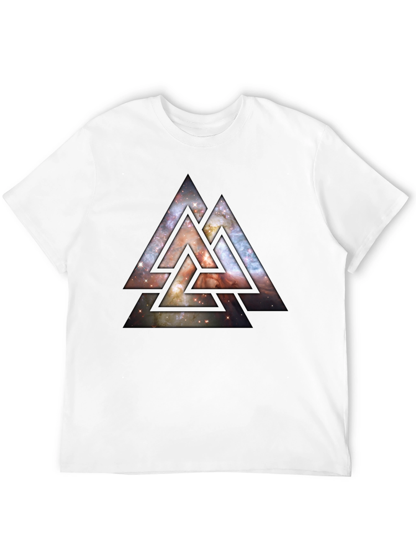 Camiseta Hombre Negra Diseño Triángulos Cósmicos