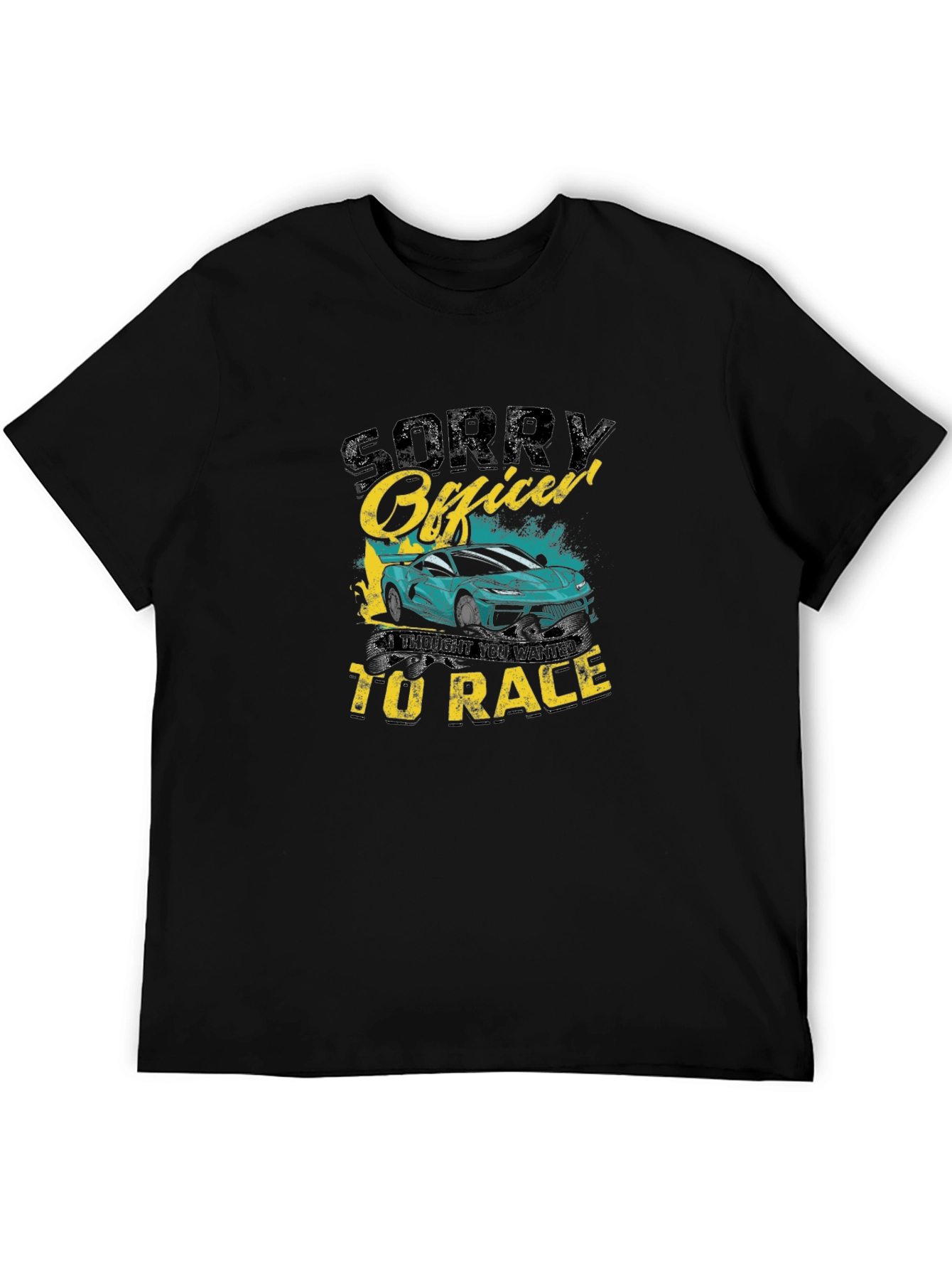 Camiseta Negra Sorry Officer Coche Carrera