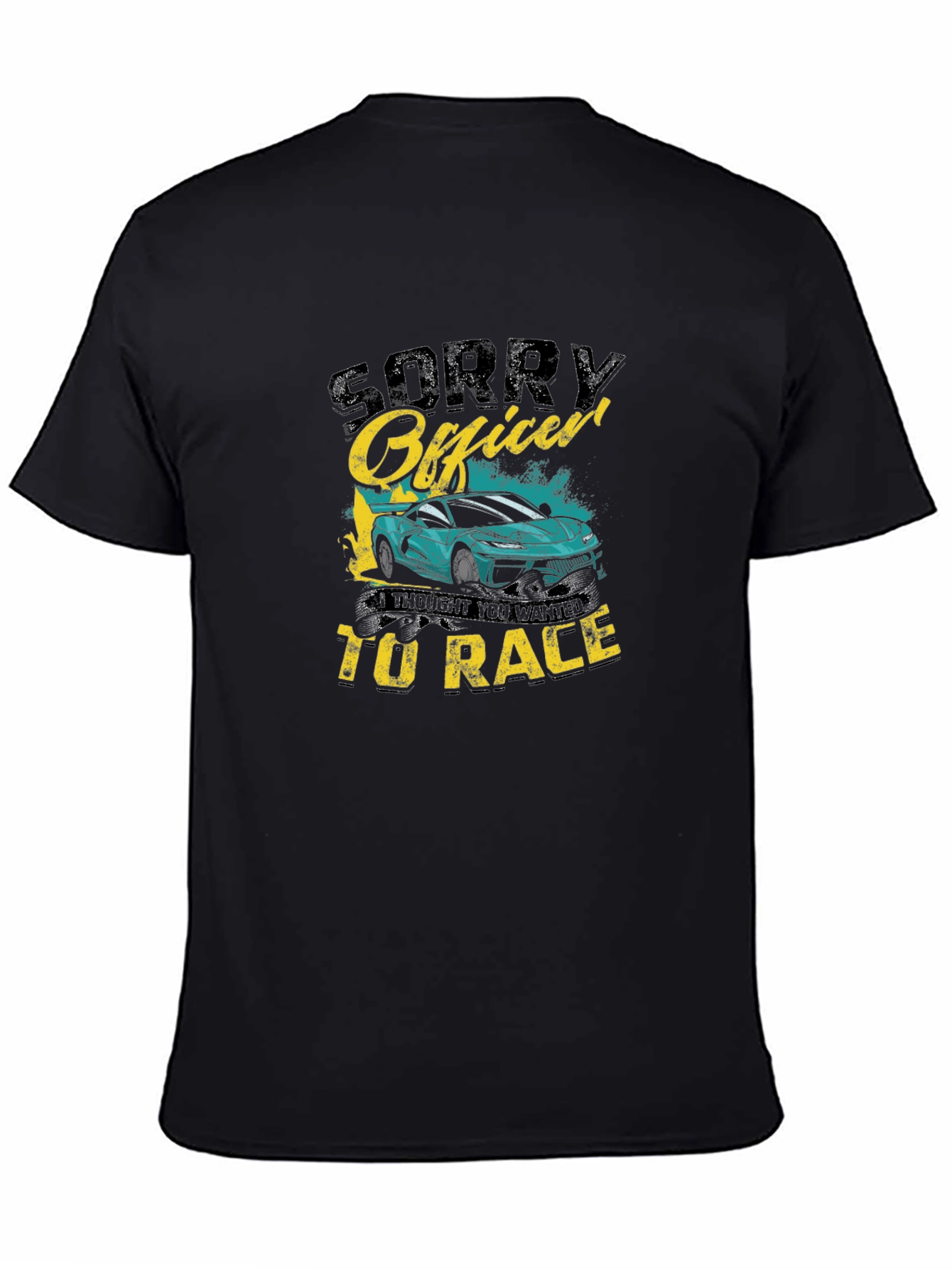 Camiseta Negra Sorry Officer Coche Carrera