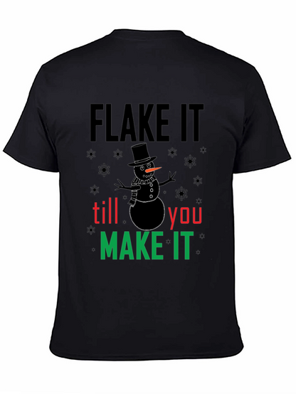 Camiseta Negra Flake It Till You Make It Navideña