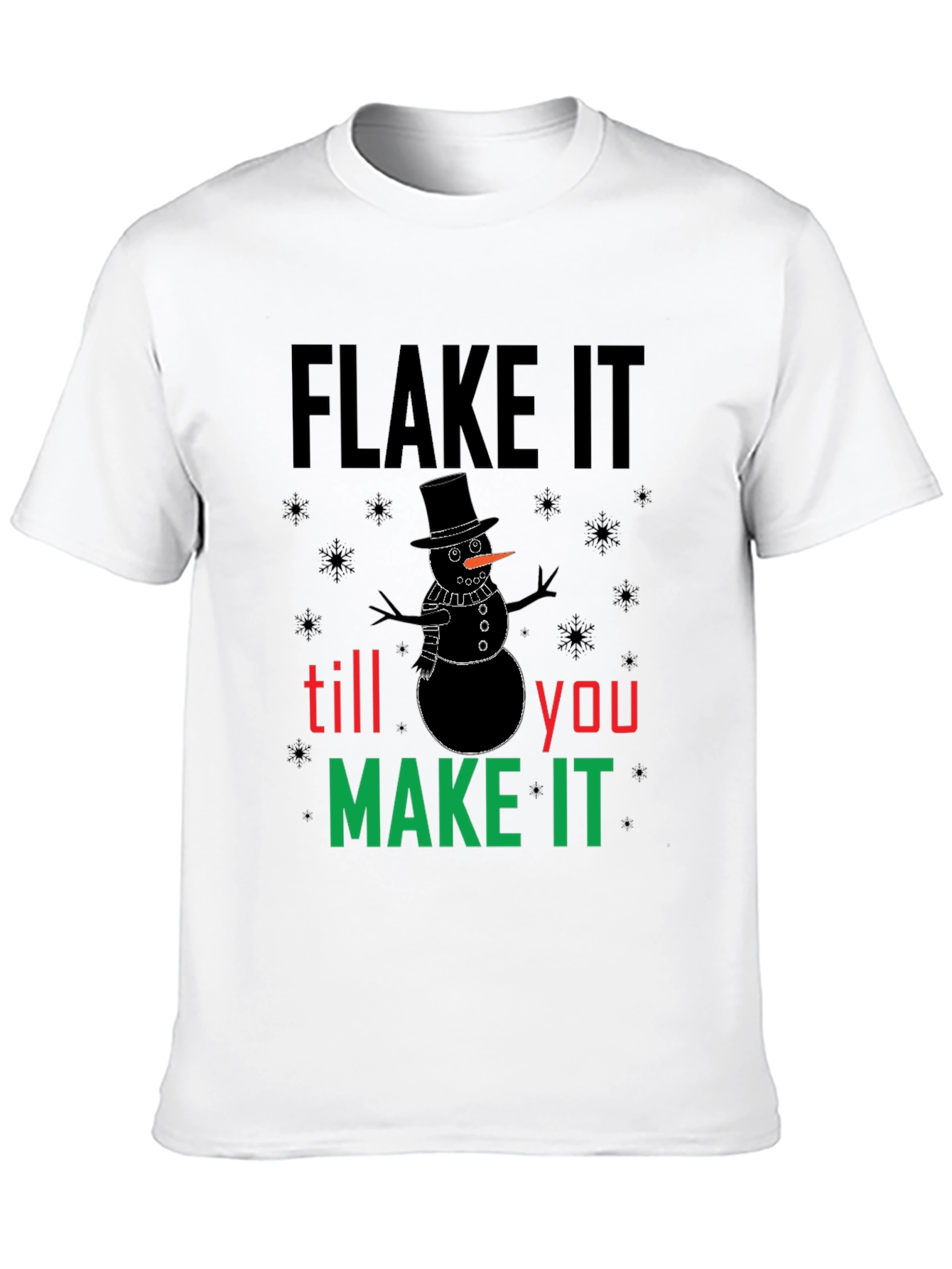 Camiseta Negra Flake It Till You Make It Navideña