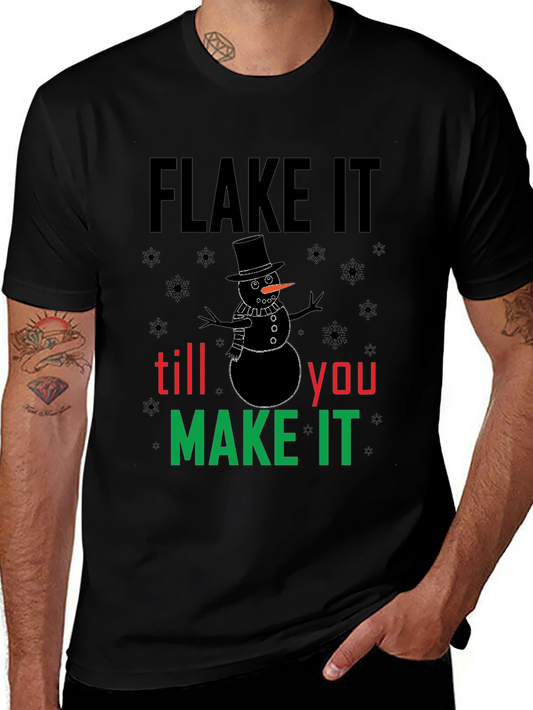 Camiseta Negra Flake It Till You Make It Navideña