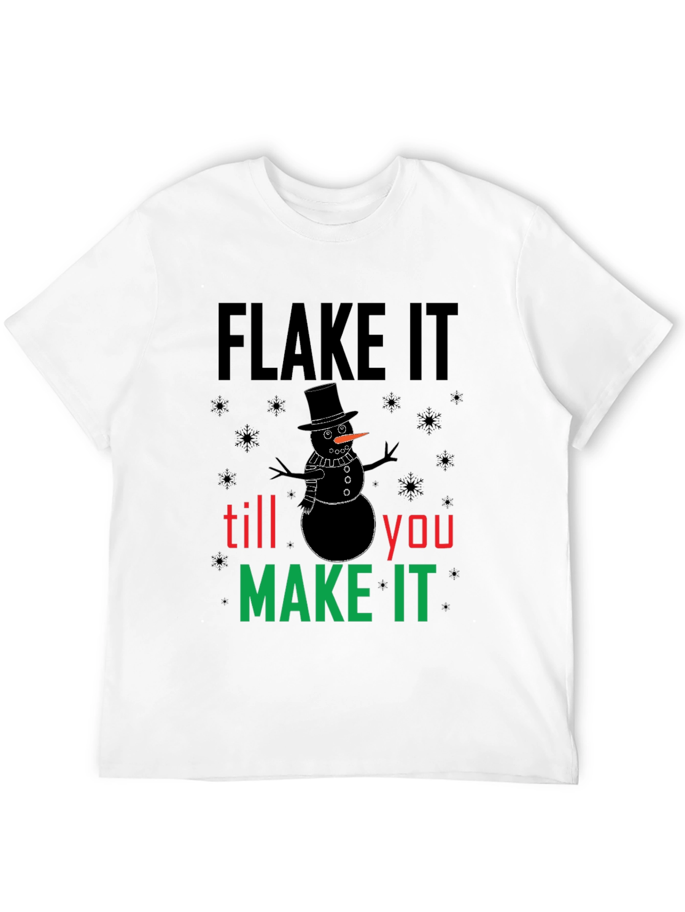 Camiseta Negra Flake It Till You Make It Navideña