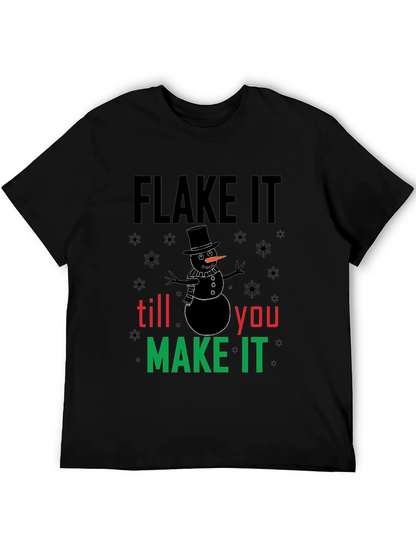 Camiseta Negra Flake It Till You Make It Navideña