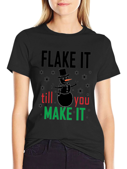 Camiseta Negra Flake It Till You Make It Navideña