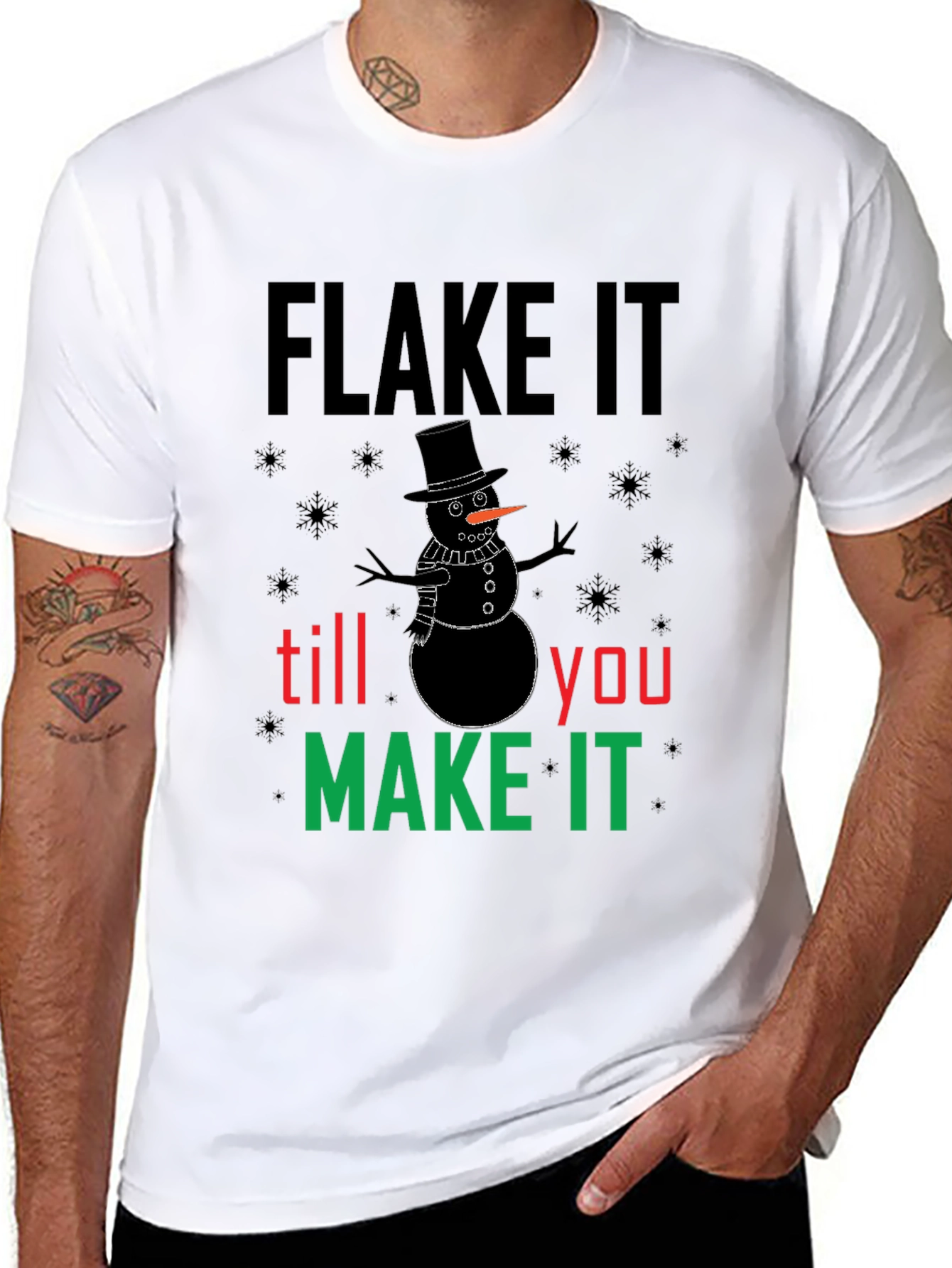 Camiseta Negra Flake It Till You Make It Navideña