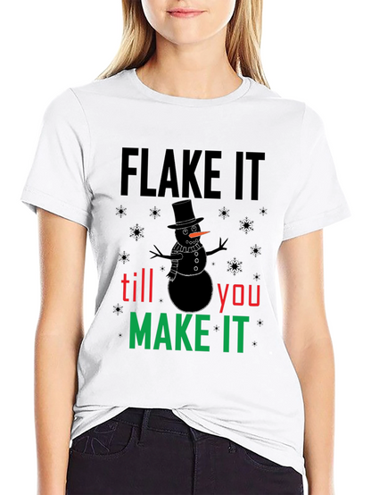 Camiseta Negra Flake It Till You Make It Navideña