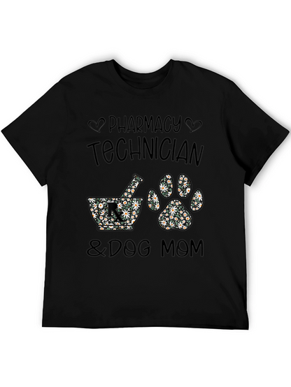 Camiseta Negra Pharmacy Technician & Dog Mom