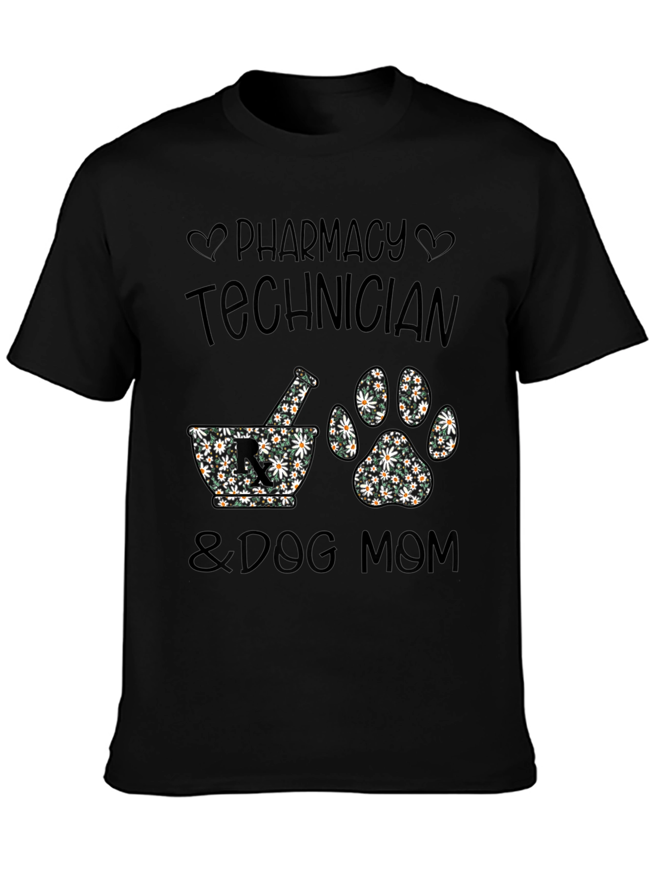 Camiseta Negra Pharmacy Technician & Dog Mom