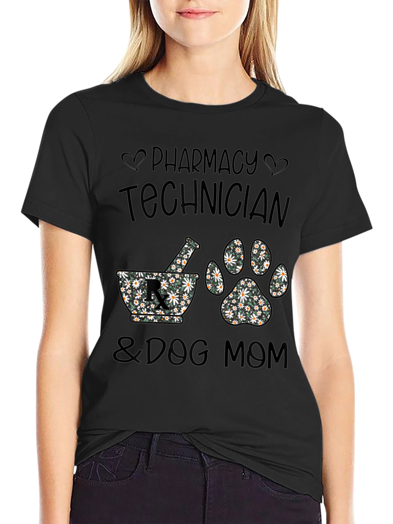Camiseta Negra Pharmacy Technician & Dog Mom