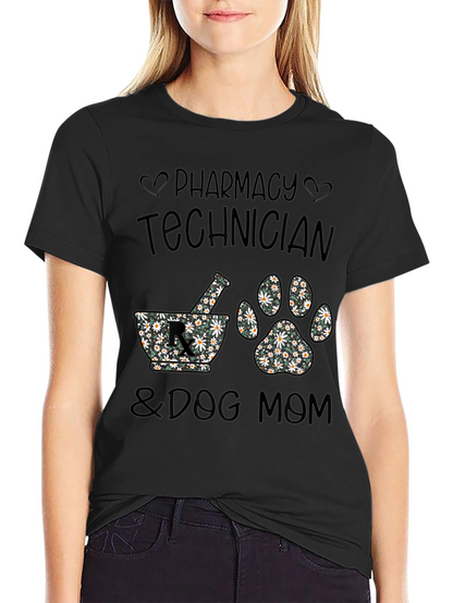 Camiseta Negra Pharmacy Technician & Dog Mom