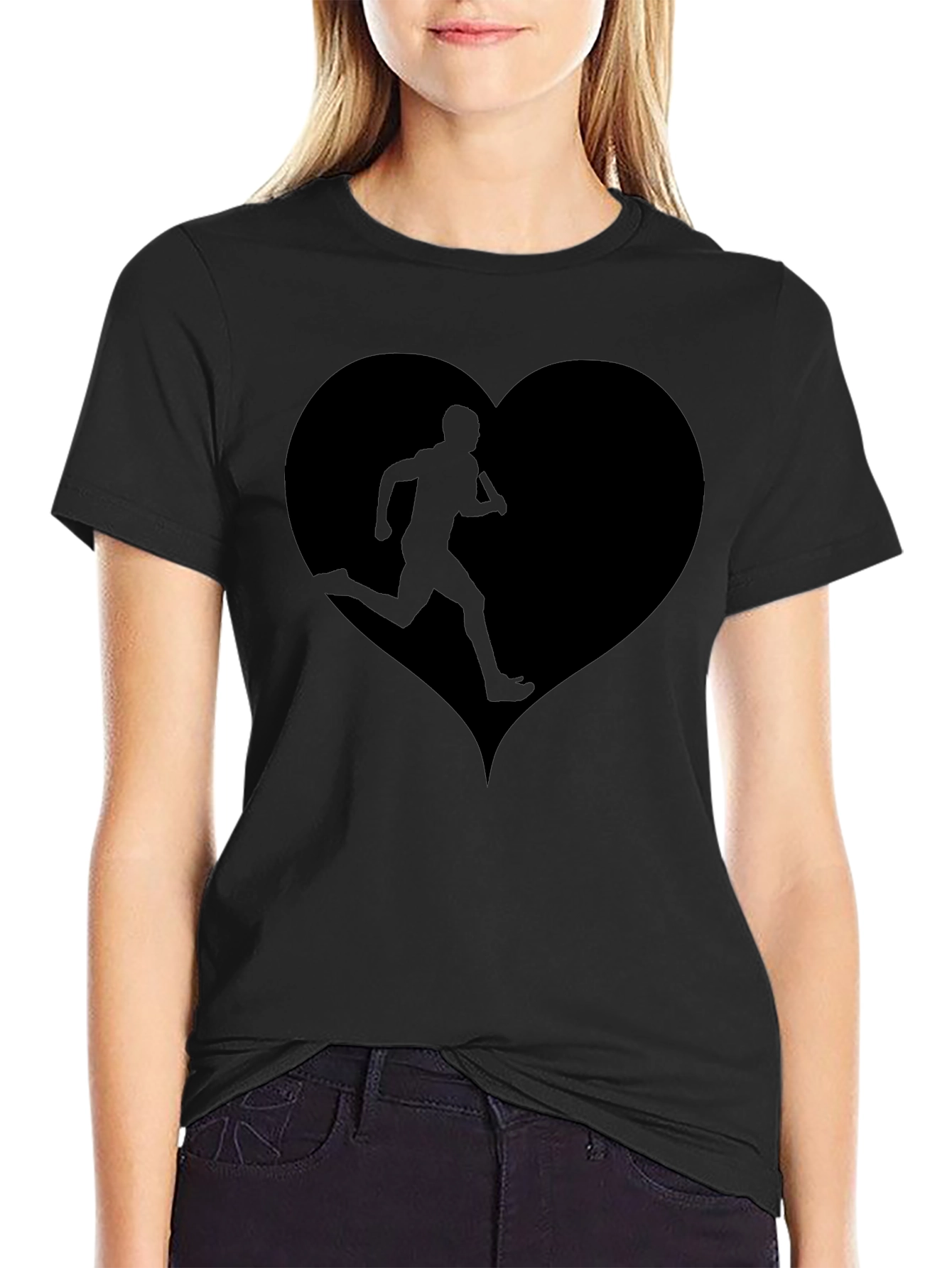 Camiseta Negra Corazón Running para Hombre