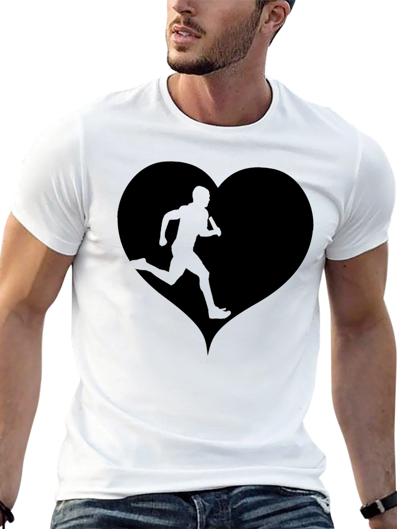 Camiseta Negra Corazón Running para Hombre