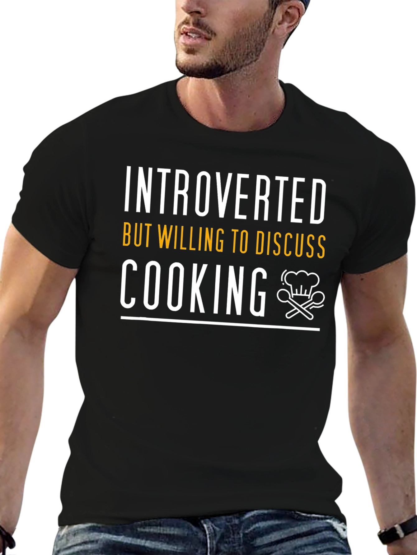 Camiseta Negra: Introvertido Pero Hablaremos de Cocina