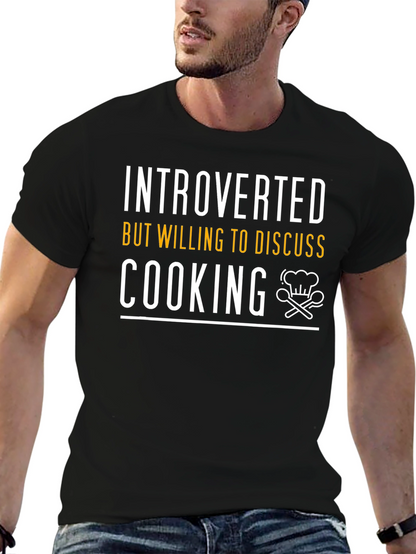 Camiseta Negra: Introvertido Pero Hablaremos de Cocina