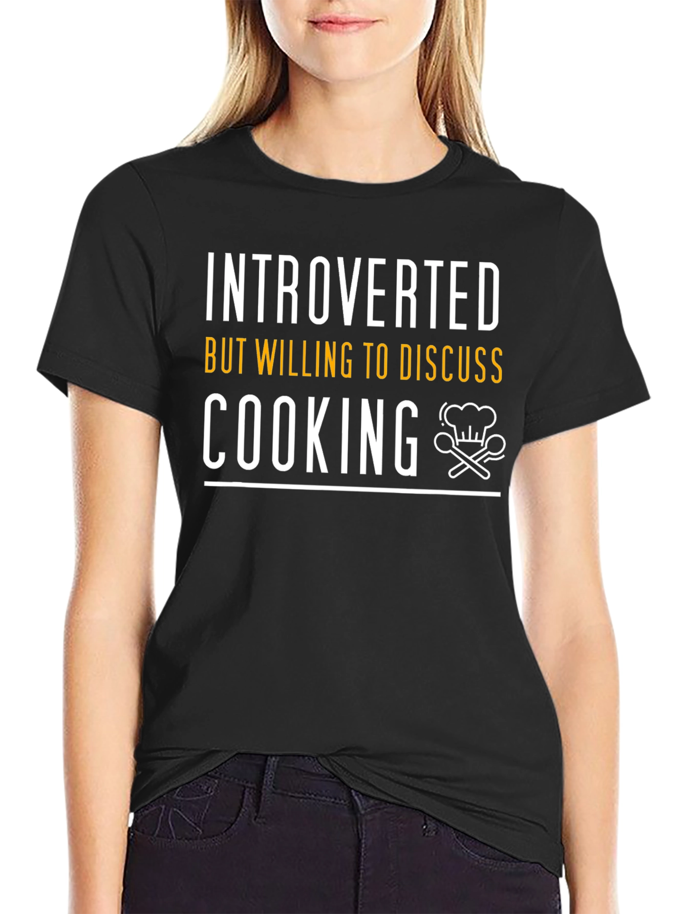 Camiseta Negra: Introvertido Pero Hablaremos de Cocina