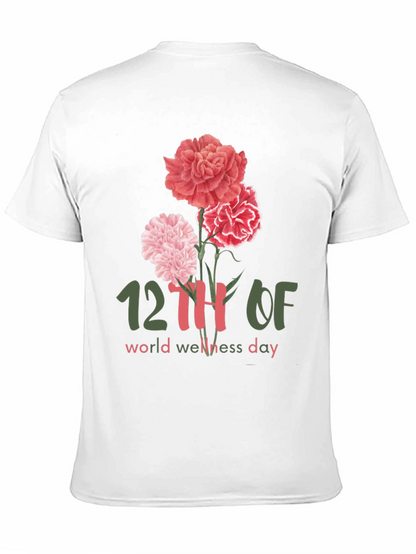 Camiseta Día Mundial del Bienestar con Flores