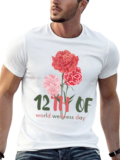 Camiseta Día Mundial del Bienestar con Flores