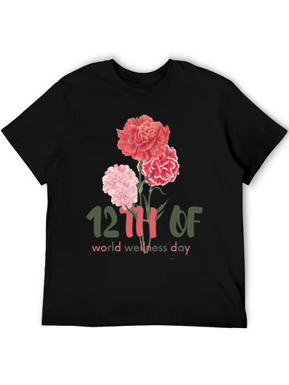 Camiseta Día Mundial del Bienestar con Flores