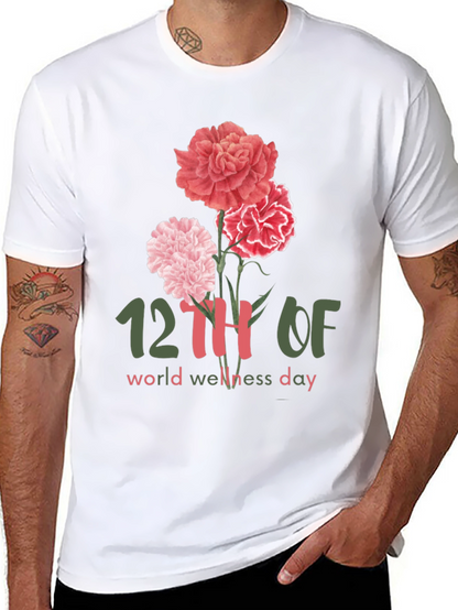 Camiseta Día Mundial del Bienestar con Flores