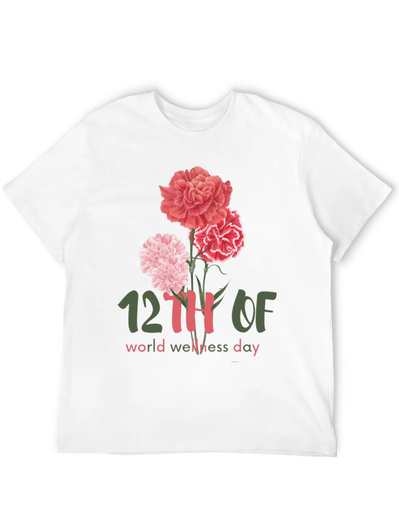 Camiseta Día Mundial del Bienestar con Flores