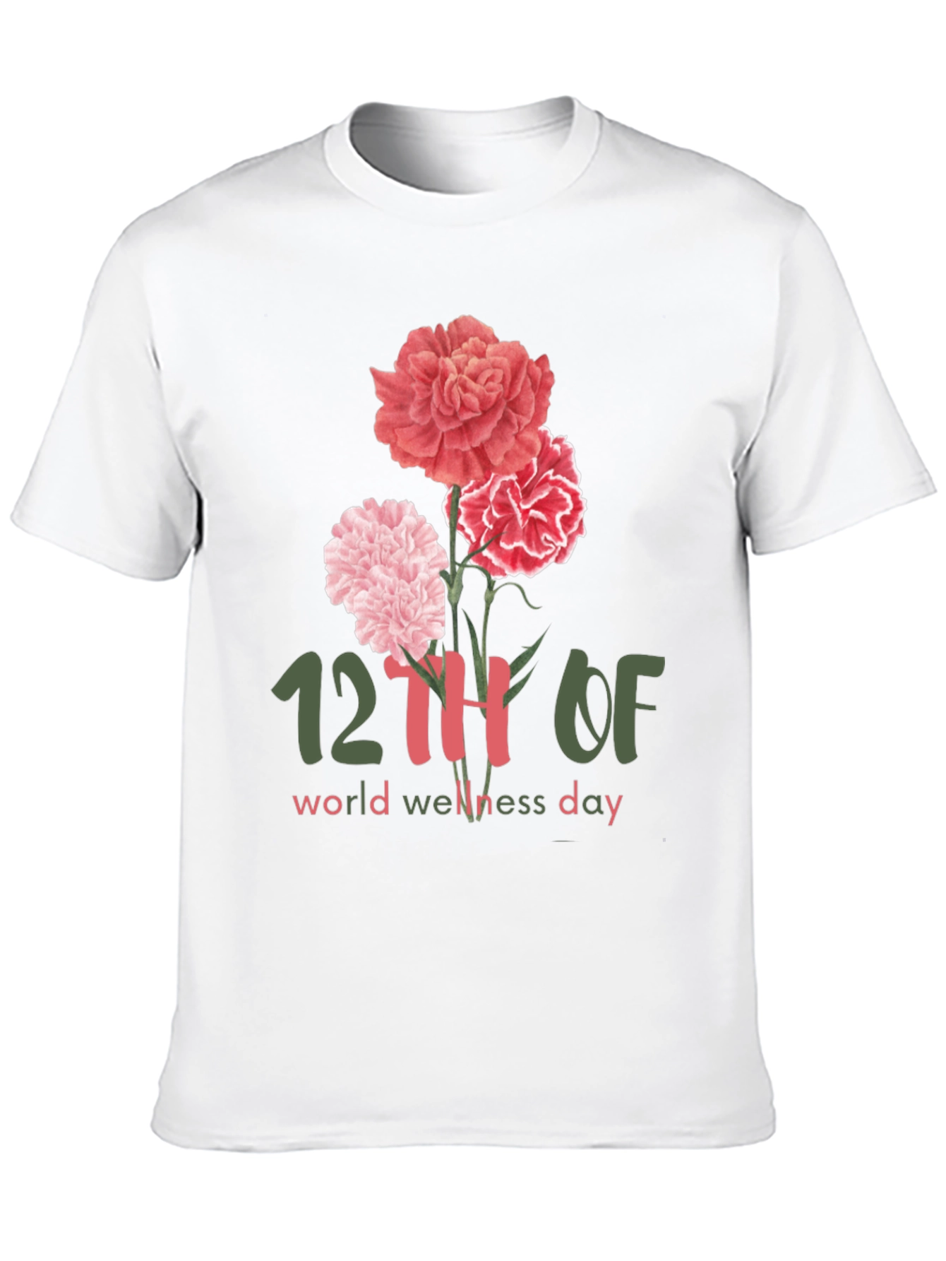 Camiseta Día Mundial del Bienestar con Flores