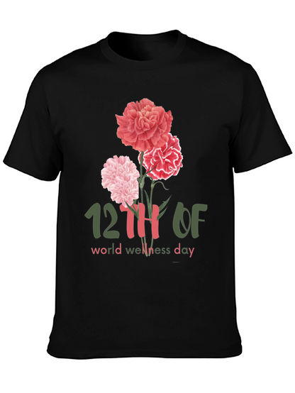 Camiseta Día Mundial del Bienestar con Flores