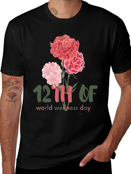 Camiseta Día Mundial del Bienestar con Flores