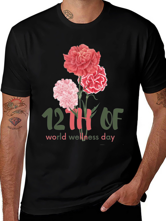 Camiseta Día Mundial del Bienestar con Flores