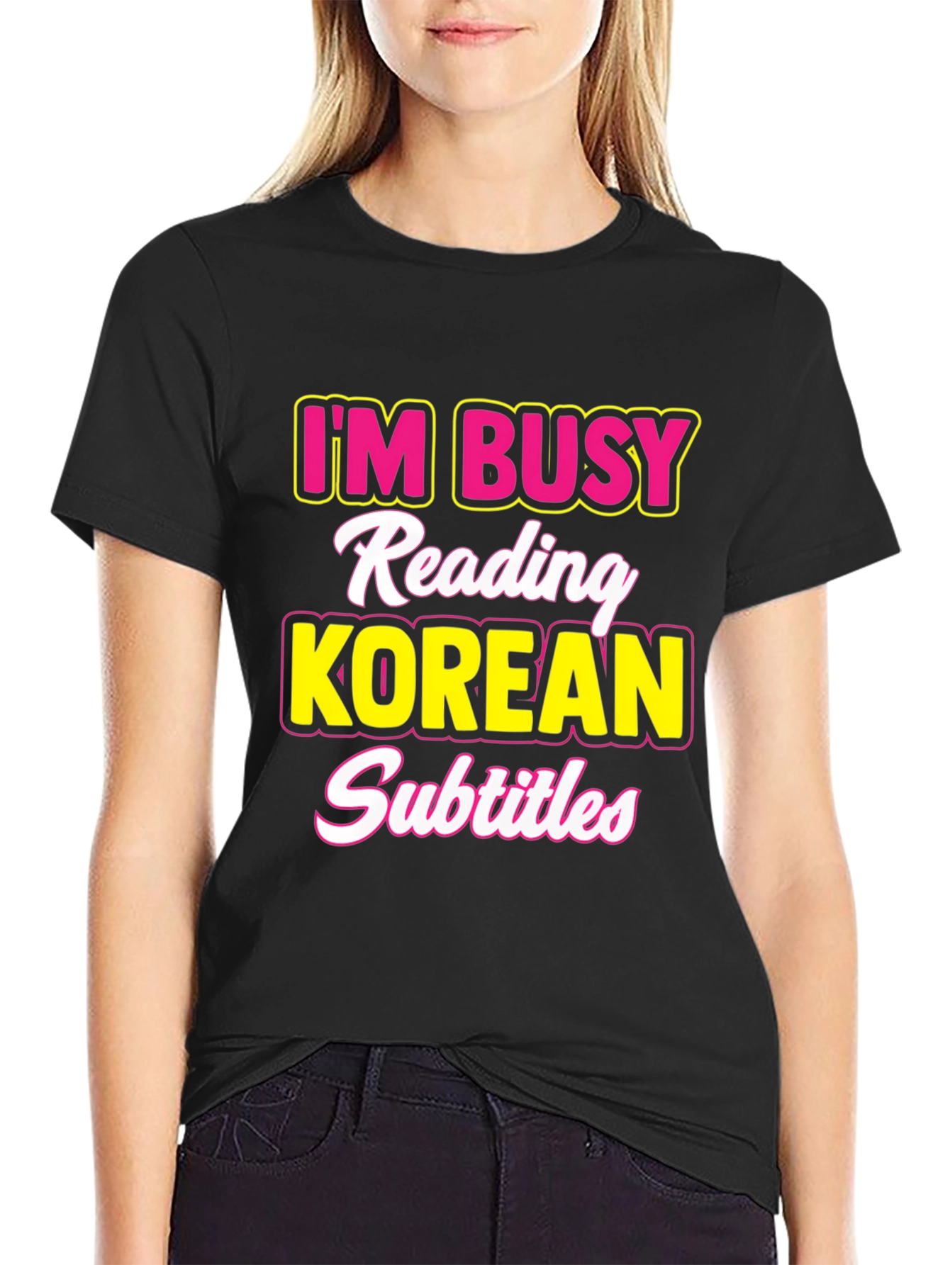 Camiseta Hombre: Estoy Ocupado Subtítulos Coreanos