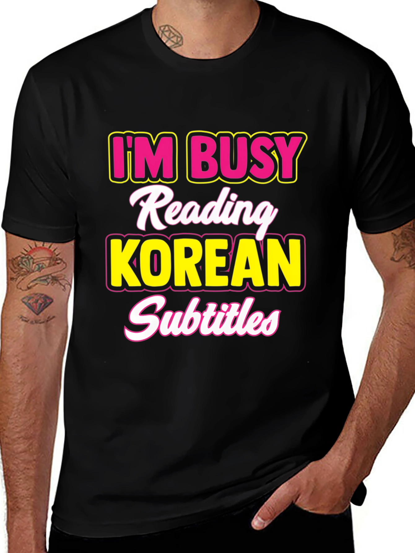 Camiseta Hombre: Estoy Ocupado Subtítulos Coreanos