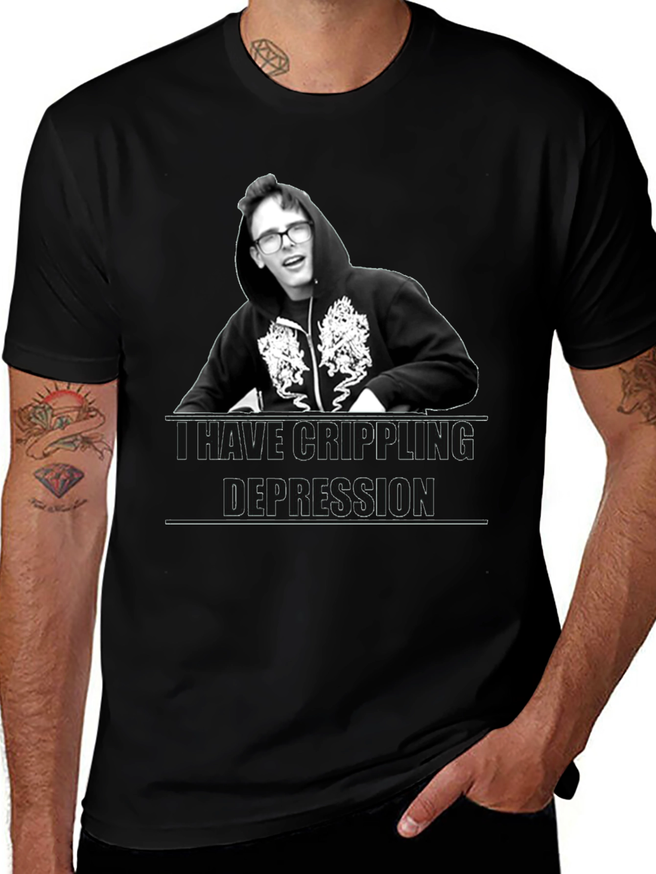 Camiseta Unisex Negra - Depresión Crippling
