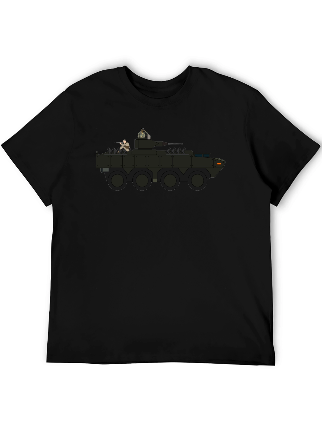 Camiseta Negra con Diseño de Tanque Militar