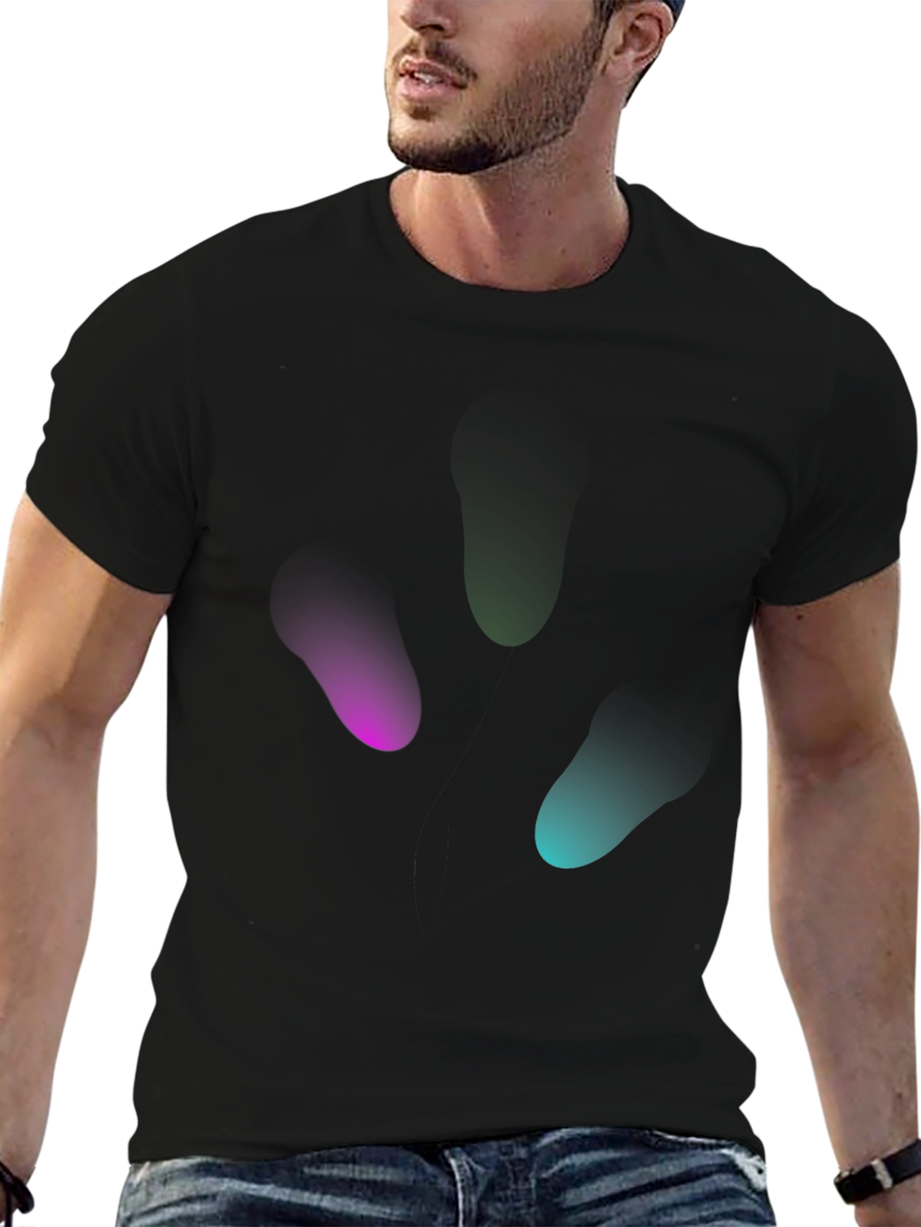 Camiseta Negra Hombre Diseño Abstracto