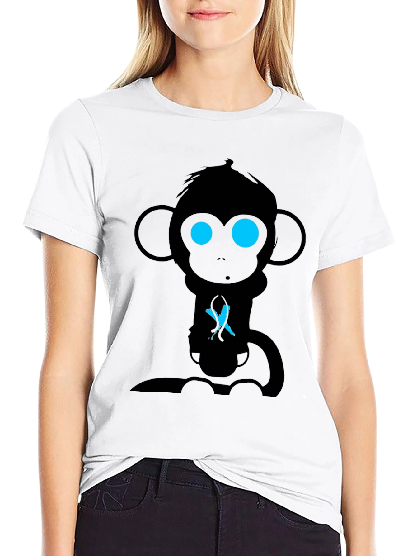Camiseta Hombre Mono Abstracto Ojos Azules
