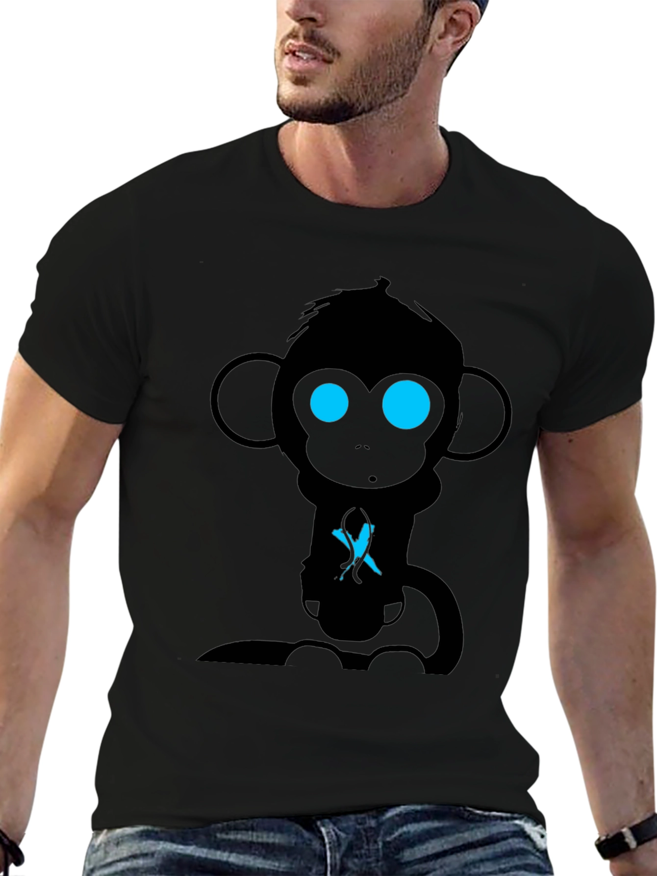 Camiseta Hombre Mono Abstracto Ojos Azules