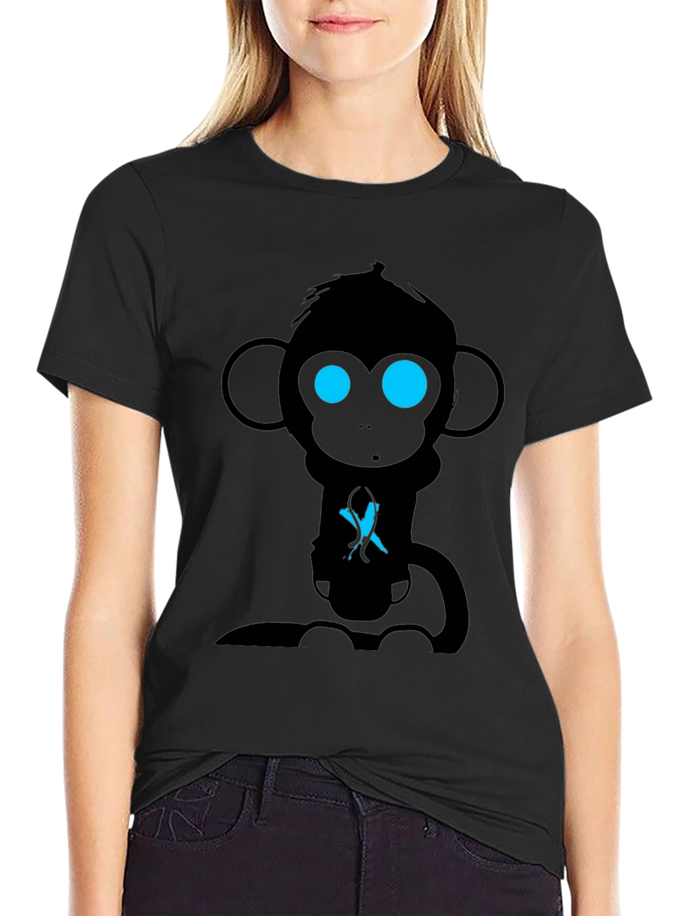 Camiseta Hombre Mono Abstracto Ojos Azules