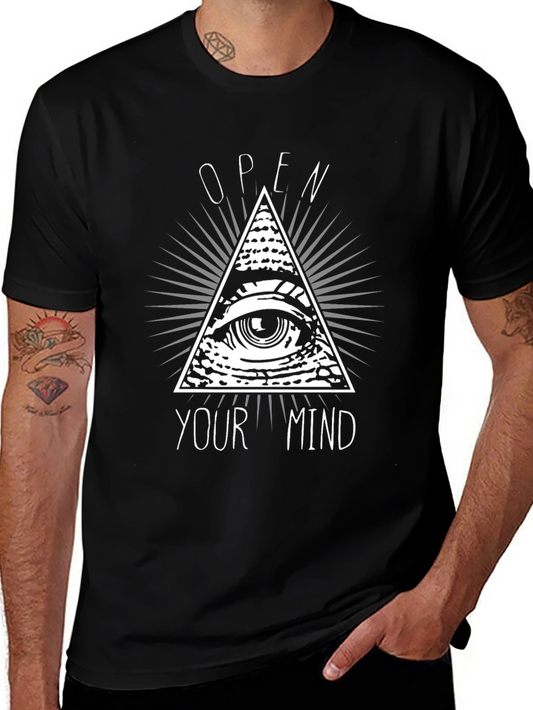 Camiseta Negra Abre tu Mente con Diseño Piramidal