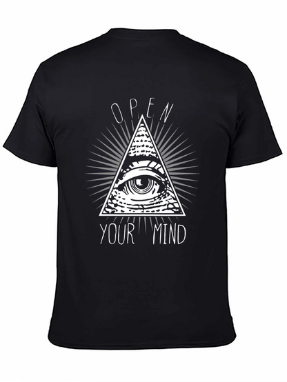 Camiseta Negra Abre tu Mente con Diseño Piramidal