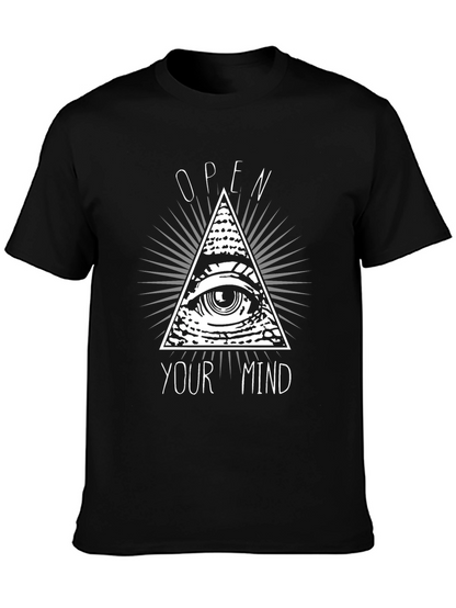 Camiseta Negra Abre tu Mente con Diseño Piramidal
