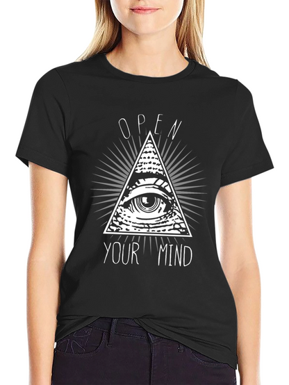 Camiseta Negra Abre tu Mente con Diseño Piramidal